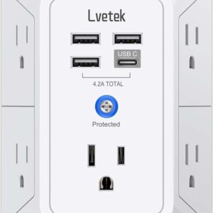 5 Outlet Extender Multi Plug Wall Outlets with 4 USB Charging Ports