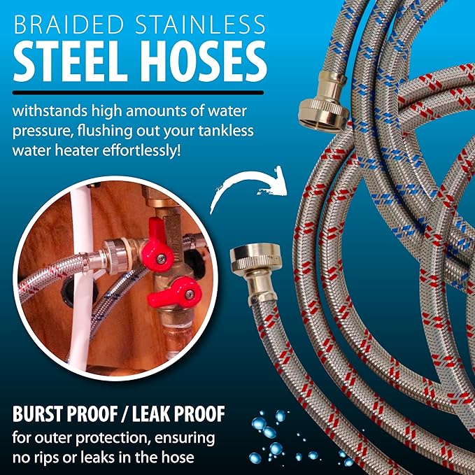 DrainX Tankless Water Heater Flush Kit with 1/6 HP Pump and Descaler - Image 6